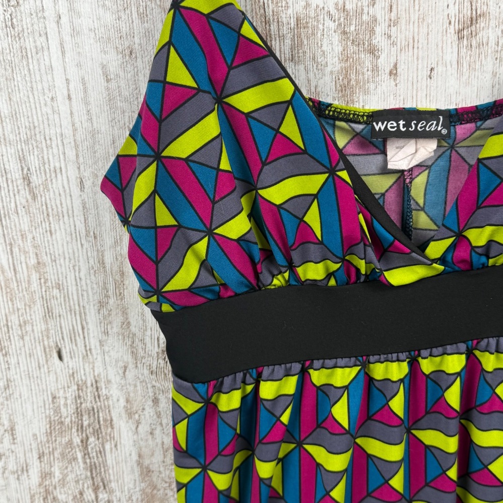 VTG Wet Seal Geometric Empire Waist Babydoll Cami Top Made in USA Y2K Large - Picture 4 of 8